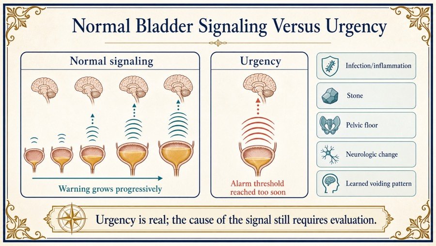 Normal Bladder Signaling Versus Urgency.