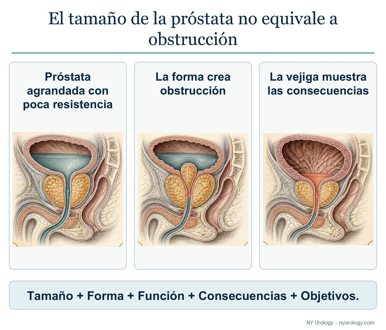 El tamaño de la próstata no es lo mismo que la obstrucción