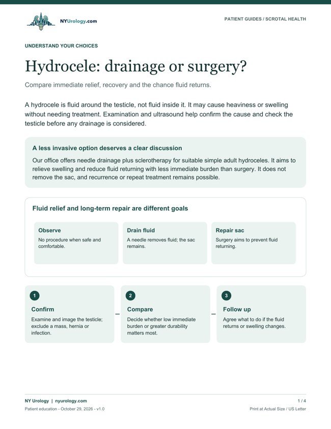 First page of Hydrocele: drainage or surgery?