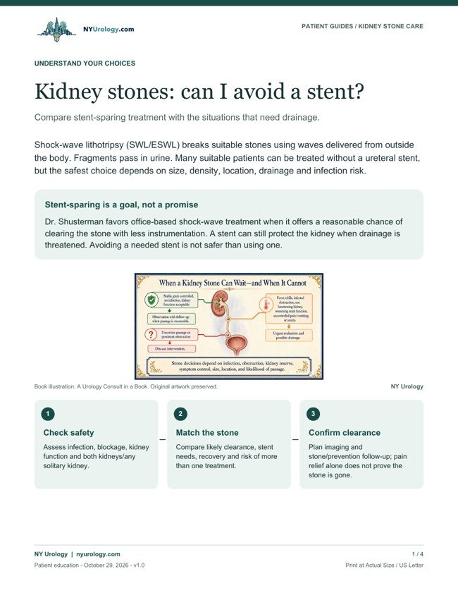 First page of Kidney stones: can I avoid a stent?